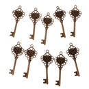 10 Pieces Heart Shape Key Jewelry Findings Antique Heart Key Pendant Bronze 2x0.9