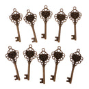 10 Pieces Heart Shape Key Jewelry Findings Antique Heart Key Pendant Bronze 2x0.9