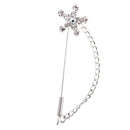 12 Pieces 2'' Clear White Crystal Rhinestone Awarness Bibbon Sliver Brooches Pins