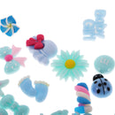 50 Pieces Assorted Blue Resin Flatback Embellishment for DIY Hair Accessories Crafts