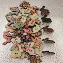Pack of 100 Colorful Rabbits Shape Wooden Buttons Embellishment for Sewing and Crafts