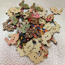 Pack of 100 Colorful Rabbits Shape Wooden Buttons Embellishment for Sewing and Crafts