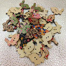Pack of 100 Colorful Rabbits Shape Wooden Buttons Embellishment for Sewing and Crafts