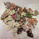 Pack of 100 Colorful Rabbits Shape Wooden Buttons Embellishment for Sewing and Crafts