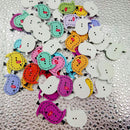 Pack of 50 Assorted Bird Shape Wooden Buttons Flatback Emebllishments for Sewing Crafts