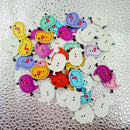 Pack of 50 Assorted Bird Shape Wooden Buttons Flatback Emebllishments for Sewing Crafts