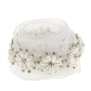 97cm Pearl Beaded Sewing Lace Trims Mesh Ribbon Dress Decor Craft White 6cm