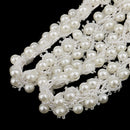80cm Handmade Pearl Beaded Sewing Trim Chain Dress Decor Craft White