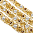 85cm Acrylic Beaded Sewing Lace Trims Applique Ribbon Dress Decor Craft Gold