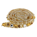 85cm Acrylic Beaded Sewing Lace Trims Applique Ribbon Dress Decor Craft Gold