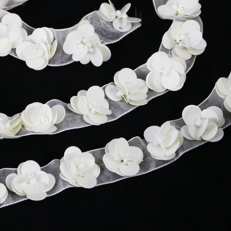 1 Yard Flower Trims Ribbon Wedding DIY Sewing Supplies Handmade Ribbon Costume Wedding Decoration Crafts