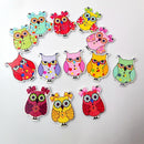 50 Pieces Assorted Owl Flatback Wooden Buttons for Sewing and Crafts