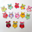 50 Pieces Assorted Owl Flatback Wooden Buttons for Sewing and Crafts