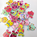 50 Pieces Assorted Owl Flatback Wooden Buttons for Sewing and Crafts