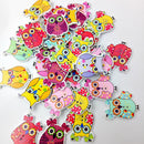 50 Pieces Assorted Owl Flatback Wooden Buttons for Sewing and Crafts