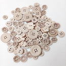 100 Pieces Assorted Natural Round Wooden Buttons for Sewing and Crafts