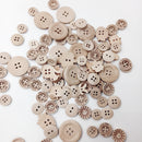 100 Pieces Assorted Natural Round Wooden Buttons for Sewing and Crafts