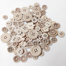 100 Pieces Assorted Natural Round Wooden Buttons for Sewing and Crafts