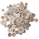 100 Pieces Assorted Natural Round Wooden Buttons for Sewing and Crafts