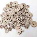 100 Pieces Assorted Natural Round Wooden Buttons for Sewing and Crafts