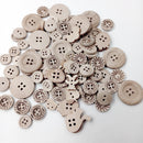 100 Pieces Assorted Natural Round Wooden Buttons for Sewing and Crafts