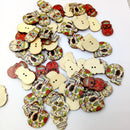 100Pieces Skull Pattern Wooden Buttons for Sewing and Crafts
