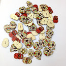 100Pieces Skull Pattern Wooden Buttons for Sewing and Crafts