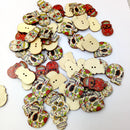 100Pieces Skull Pattern Wooden Buttons for Sewing and Crafts