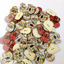 100Pieces Skull Pattern Wooden Buttons for Sewing and Crafts