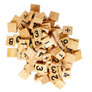 Pack of 100 Wooden Puzzles Numbers Tiles Black Letters Cube Blocks Embellishments for Crafts Kids Creative Game Toy