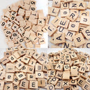 Pack of 100 Wooden Puzzles Numbers Tiles Black Letters Cube Blocks Embellishments for Crafts Kids Creative Game Toy