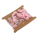 5 Meters Satin Flower Handmade Pearl Bead Chain Trim For Home Wedding Clothing Accessories DIY Decor Pink