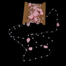 5 Meters Satin Flower Handmade Pearl Bead Chain Trim For Home Wedding Clothing Accessories DIY Decor Pink