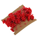 5Meters Satin Flower Handmade Artificial Pearl Bead Chain Trim Wedding Clothes Accessories Handbag DIY Red
