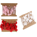 5Meters Satin Flower Handmade Artificial Pearl Bead Chain Trim Wedding Clothes Accessories Handbag DIY Red