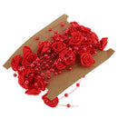 5Meters Satin Flower Handmade Artificial Pearl Bead Chain Trim Wedding Clothes Accessories Handbag DIY Red