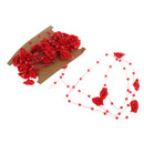 5Meters Satin Flower Handmade Artificial Pearl Bead Chain Trim Wedding Clothes Accessories Handbag DIY Red