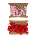 5Meters Satin Flower Handmade Artificial Pearl Bead Chain Trim Wedding Clothes Accessories Handbag DIY Red