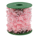 30 Meters Satin Flower Handmade Pearl Bead Chain Trim DIY Decor Pink
