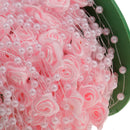 30 Meters Satin Flower Handmade Pearl Bead Chain Trim DIY Decor Pink