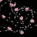 30 Meters Satin Flower Handmade Pearl Bead Chain Trim DIY Decor Pink