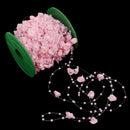 30 Meters Satin Flower Handmade Pearl Bead Chain Trim DIY Decor Pink