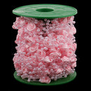 30 Meters Satin Flower Handmade Pearl Bead Chain Trim DIY Decor Pink