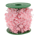 30 Meters Satin Flower Handmade Pearl Bead Chain Trim DIY Decor Pink