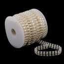 15m Pearl Beads Chain Ribbon Trim For Wedding Party Dress Decor Home Furnishing DIY Beige
