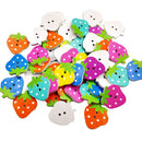 50 Pieces Strawberry Shape Wooden Buttons for Scrapbooking Emebllishments Sewing 25mm