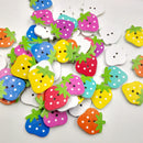 50 Pieces Strawberry Shape Wooden Buttons for Scrapbooking Emebllishments Sewing 25mm