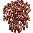 50 Pieces Olive Shape Wooden Toggles Buttons 2 Holes Sewing Buttons for Clothes Decor