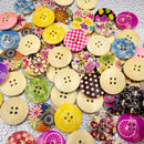 25 Pieces Wooden Round 4-holes Decorative Buttons for Scrapbooking Sewing Decoration 30mm