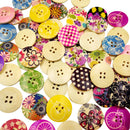 25 Pieces Wooden Round 4-holes Decorative Buttons for Scrapbooking Sewing Decoration 30mm